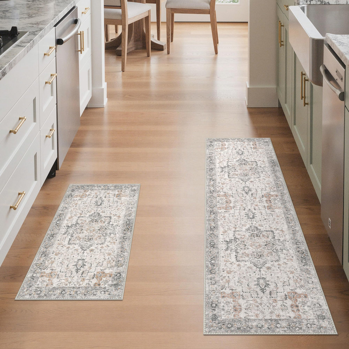 GENIMO 8x10 Washable Area Rugs for Living Room, Non Slip, Taupe Brown