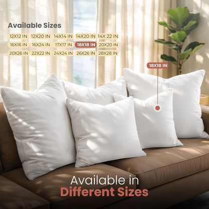Utopia Bedding 18x18 Pillow Inserts, White Throw Pillows for Couch, 2 Pack