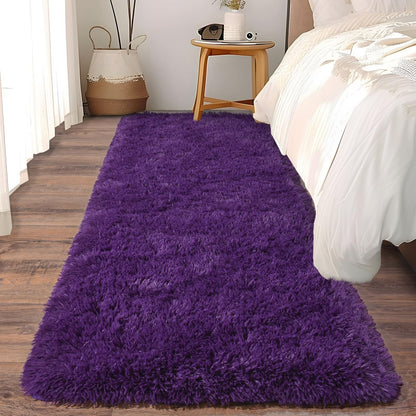 Ultra Soft Runner Rugs for Bedroom Hallways with Upgraded Non-Slip Rubber Backing & Thick Memory Sponge, 2x6 Feet Fluffy Shag Throw Area Rug for Bedside Dorm Dark Grey