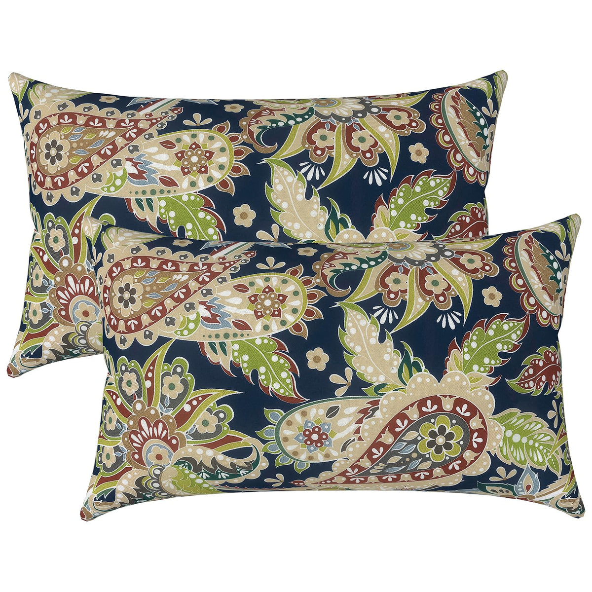 LVTXIII Set of 2 Patio Lumbar Pillows, 12" x 20" Fade Resistant Outdoor Lumbar Pillow with Inners, Fluffy Decorative Garden Lumbar Cushions for Home Patio Coach Sofa Use, Jacobean Black