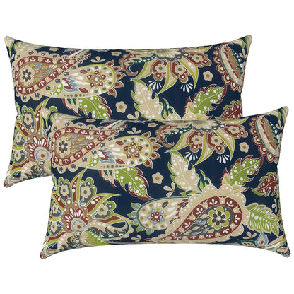 LVTXIII Set of 2 Patio Lumbar Pillows, 12" x 20" Fade Resistant Outdoor Lumbar Pillow with Inners, Fluffy Decorative Garden Lumbar Cushions for Home Patio Coach Sofa Use, Jacobean Black