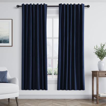 Guken Cream Linen Blackout Curtains 84 Inch Length 2 Panels Set for Living Room Bedroom Back Tab Thermal Insulated 100% Black Out Drapes Room Darkening Window Curtain Ivory Natural Beige
