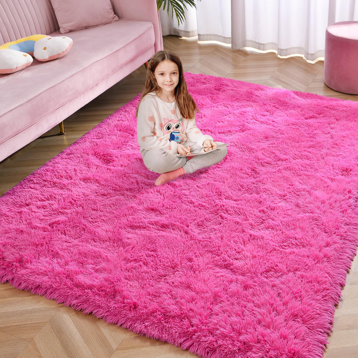 Softlife Rugs for Bedroom 4x5.3 Feet Purple Area Rug for Living Room Super Soft Shaggy Rugs for Dorm Fluffy Fuzzy Carpets Long Plush Bedside Rug Nursery Girls Boys Kids Room Home Christmas Decoration