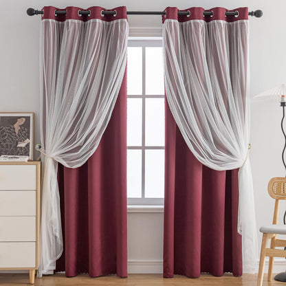 Anytime Double Layer Blackout Curtains 2 Panels，52Wx84L，Greyish White