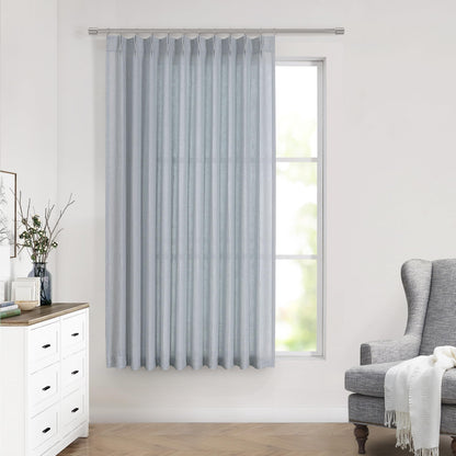 Vision Home Natural Linen Pinch Pleated Semi Sheer Curtains 42Wx90Lx2