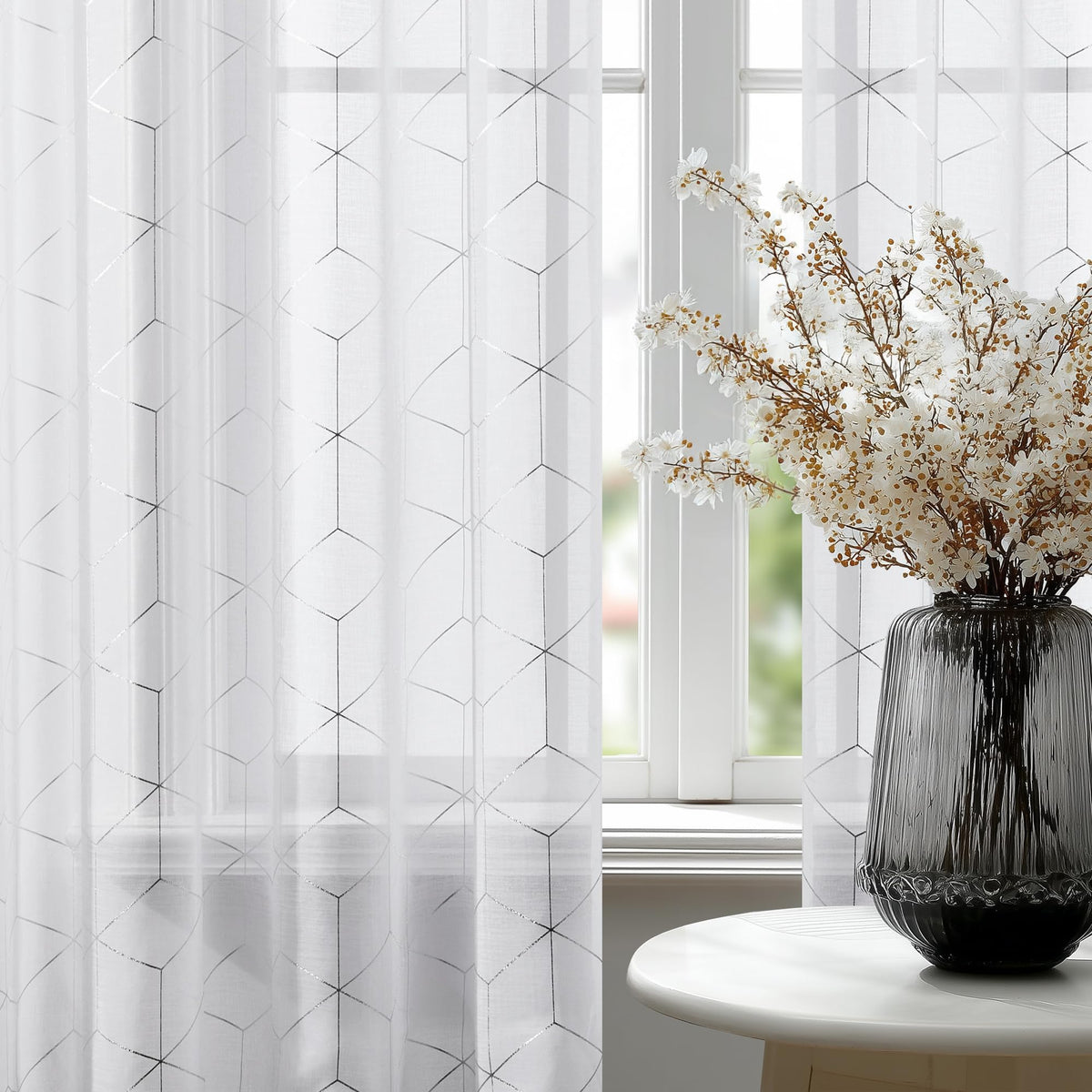 Deconovo Light Filtering Sheer Curtains 72 Inches Long for Living Room