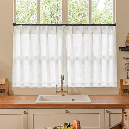 TWODRAPES Natural Pinch Pleated Linen Semi Sheer 84 Inch Curtains 2 Panels