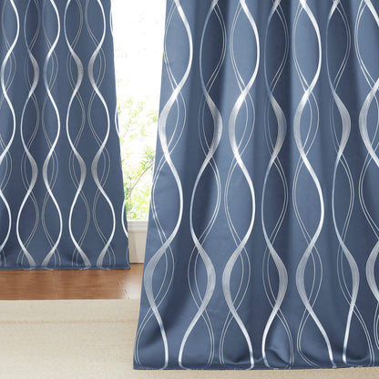 NICETOWN Grey Blackout Striped Pattern Curtains for Living Room, 52 x 84