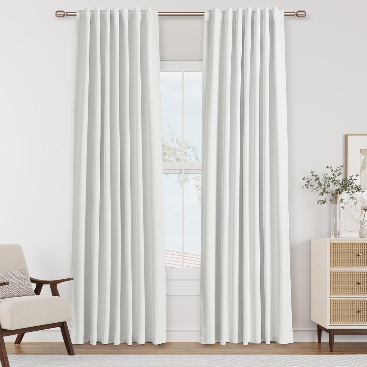 Guken Cream Linen Blackout Curtains 84 Inch Length 2 Panels Set for Living Room Bedroom Back Tab Thermal Insulated 100% Black Out Drapes Room Darkening Window Curtain Ivory Natural Beige