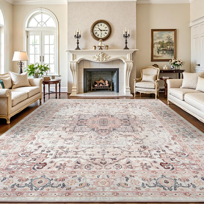 Lofus 5x7 Area Rugs for Living Room Bedroom, Soft Boho Carpet Floral Brown