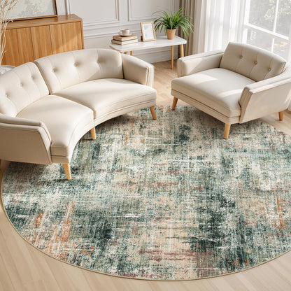 8x10 Area Rug for Living Room, Abstract Washable Non-Slip Large Rugs, Gold
