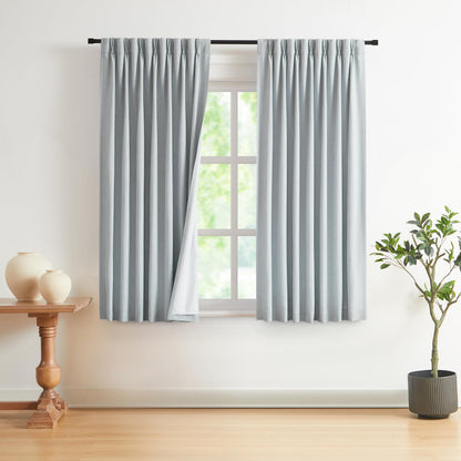 Vision Home Sand Pinch Pleated Full Blackout Curtains Linen Blended Room Darkening Window Curtains 95 inch for Living Room Bedroom Thermal Insulated Pinch Pleat Drapes with Hooks 2 Panel 40" Wx95 L