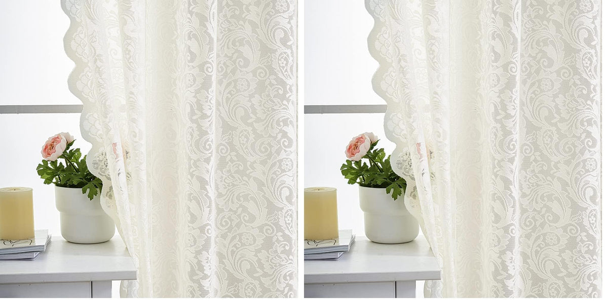 ALIGOGO Black Lace Curtains for Living Room, Gothic Decor, 52W x 84L Inch