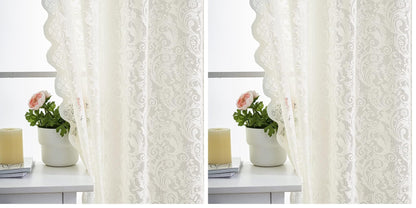 ALIGOGO Black Lace Curtains for Living Room, Gothic Decor, 52W x 84L Inch