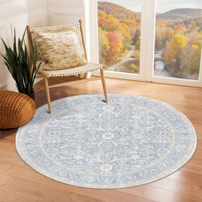 OPPODREAM Vintage Blue Area Rugs 5x7, Washable Rug for Living Room