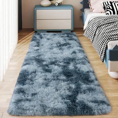 Ultra Soft Runner Rugs for Bedroom Hallways with Upgraded Non-Slip Rubber Backing & Thick Memory Sponge, 2x6 Feet Fluffy Shag Throw Area Rug for Bedside Dorm Dark Grey
