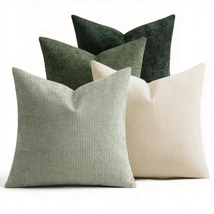 ZONYO Throw Pillow Covers 18x18 Set of 4, Soft Plush Chenille Decorative Fade Resistant Washable Cushion Covers for Couch Sofa Bed, Navy Blue Boho Farmhouse Coastal,Living Room, Bedroom Decor