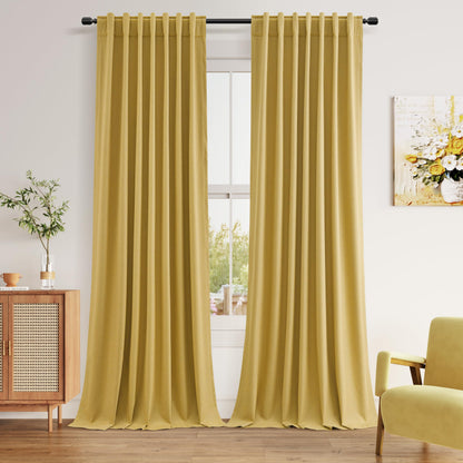 Guken Cream Linen Blackout Curtains 84 Inch Length 2 Panels Set for Living Room Bedroom Back Tab Thermal Insulated 100% Black Out Drapes Room Darkening Window Curtain Ivory Natural Beige