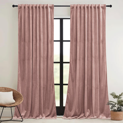 RYB HOME Sage Green Velvet Curtains 84 inches for Bedroom Living Room