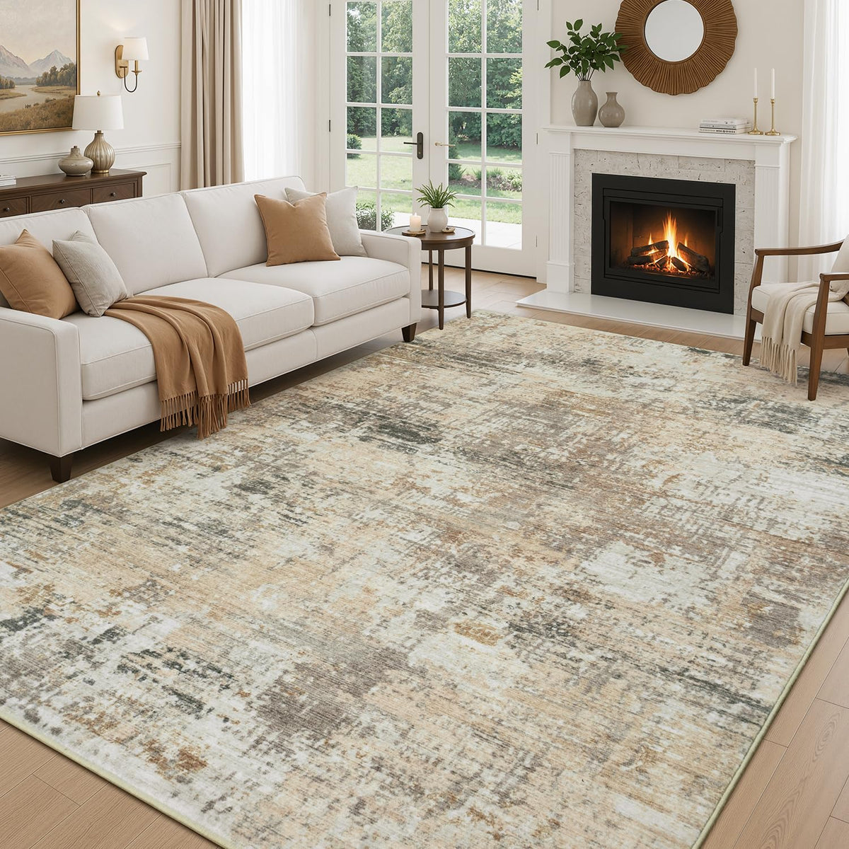Rugflix 8x10 Area Rug for Living Room, Washable Navy Blue Dark Black Carpet