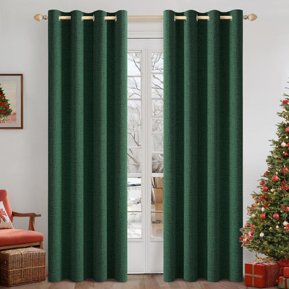 MIULEE 100% Blackout Linen Curtains for Bedroom 52x84 Inches Natural Beige