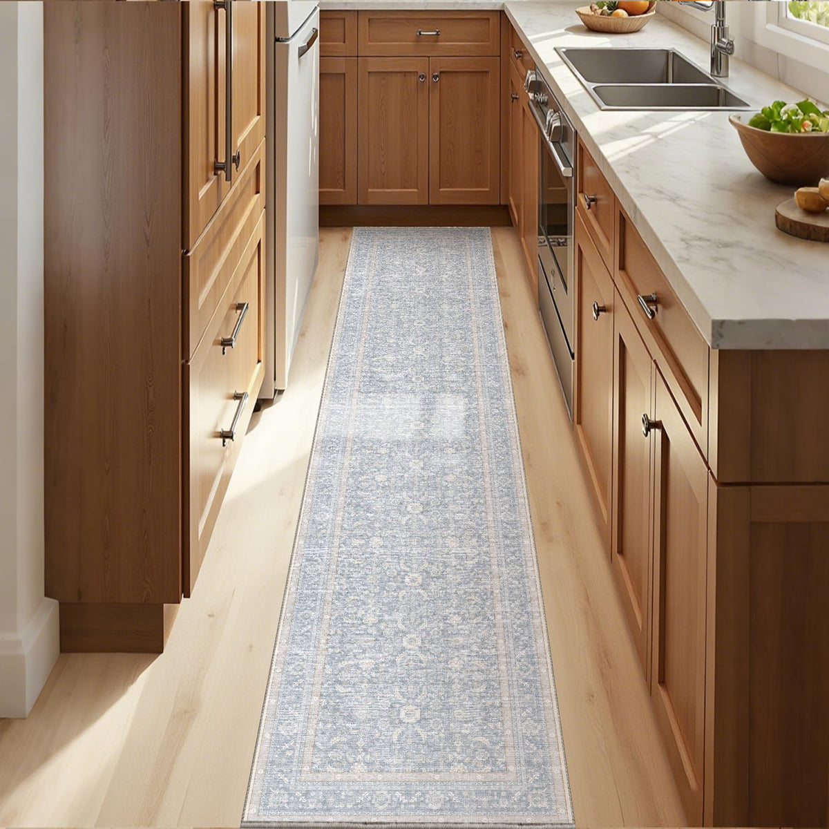 OPPODREAM Vintage Blue Area Rugs 5x7, Washable Rug for Living Room