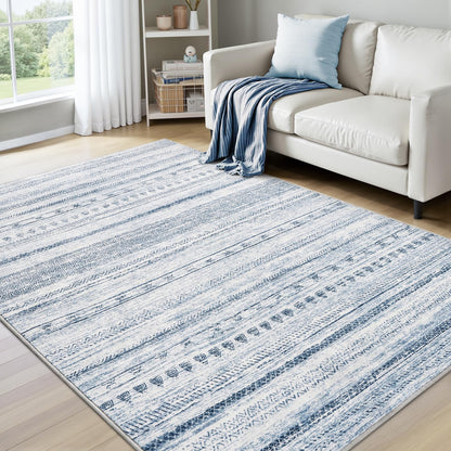 5x7 Area Rugs for Living Room Machine Washable Rug Distressed Indoor Carpet Neutral Moroccan Boho Rug Ultra Soft Area Rug for Bedroom Dining Room Playroom Office, Grey