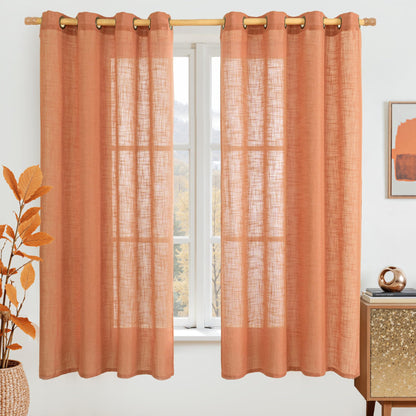 LAMIT Cream Ivory Linen Semi Sheer Curtains 84 inch Length for Bedroom