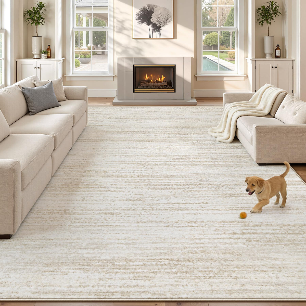 Area Rug 8x10 Living Room Rugs: Washable Modern Rug Large Non-Slip Soft Rugs Stain Resistant Printed Rug Indoor Carpet for Bedroom Kitchen Dining Room Nursery Playroom Home(Beige, 8'x10')