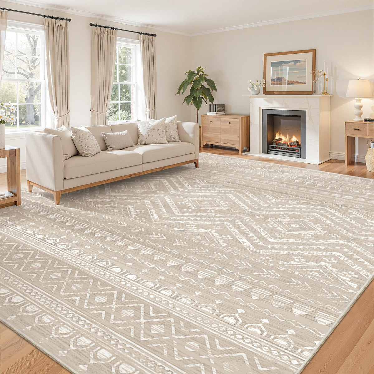 Miukiki 8x10 Area Rug for Living Room, Washable Soft Non Slip Rug Grey