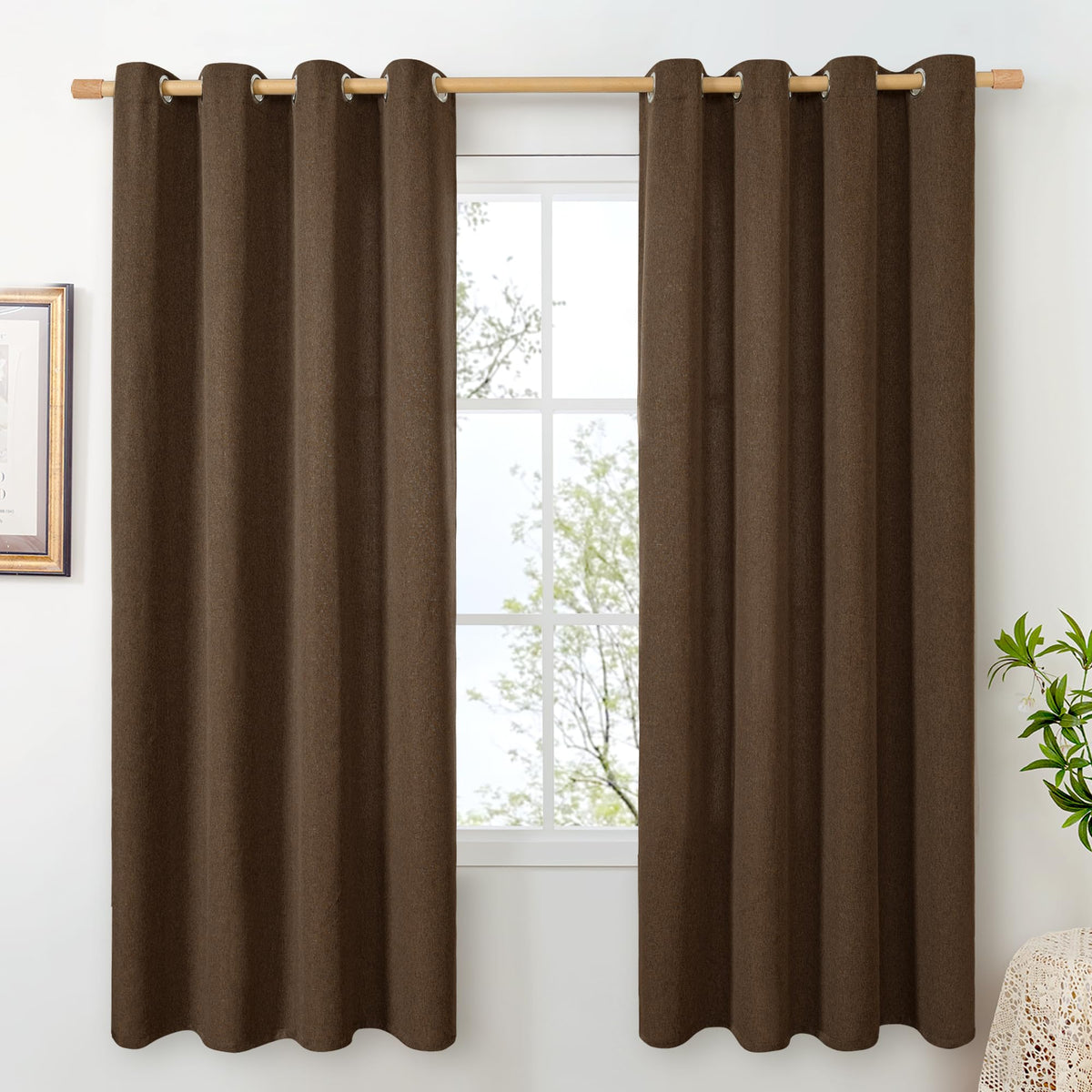 BGment Oatmeal Linen Curtains 84 Inch Length 2 Panels Set for Living Room