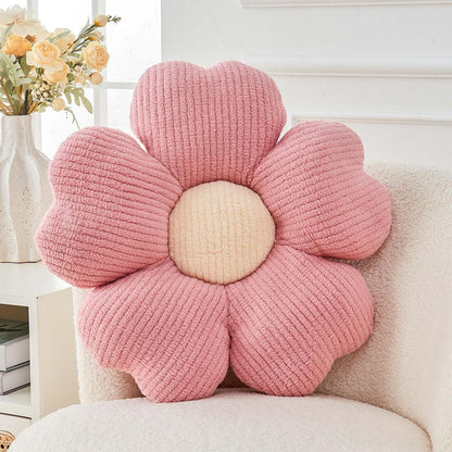Kcvvcr Flower Throw Pillow, Cute Flower Shaped Pillow Decorative Throw Pillow for Bed Couch, Soft Daisy Pillows Floor Seating Cushion Cushions (14.9 Inch White+Green)