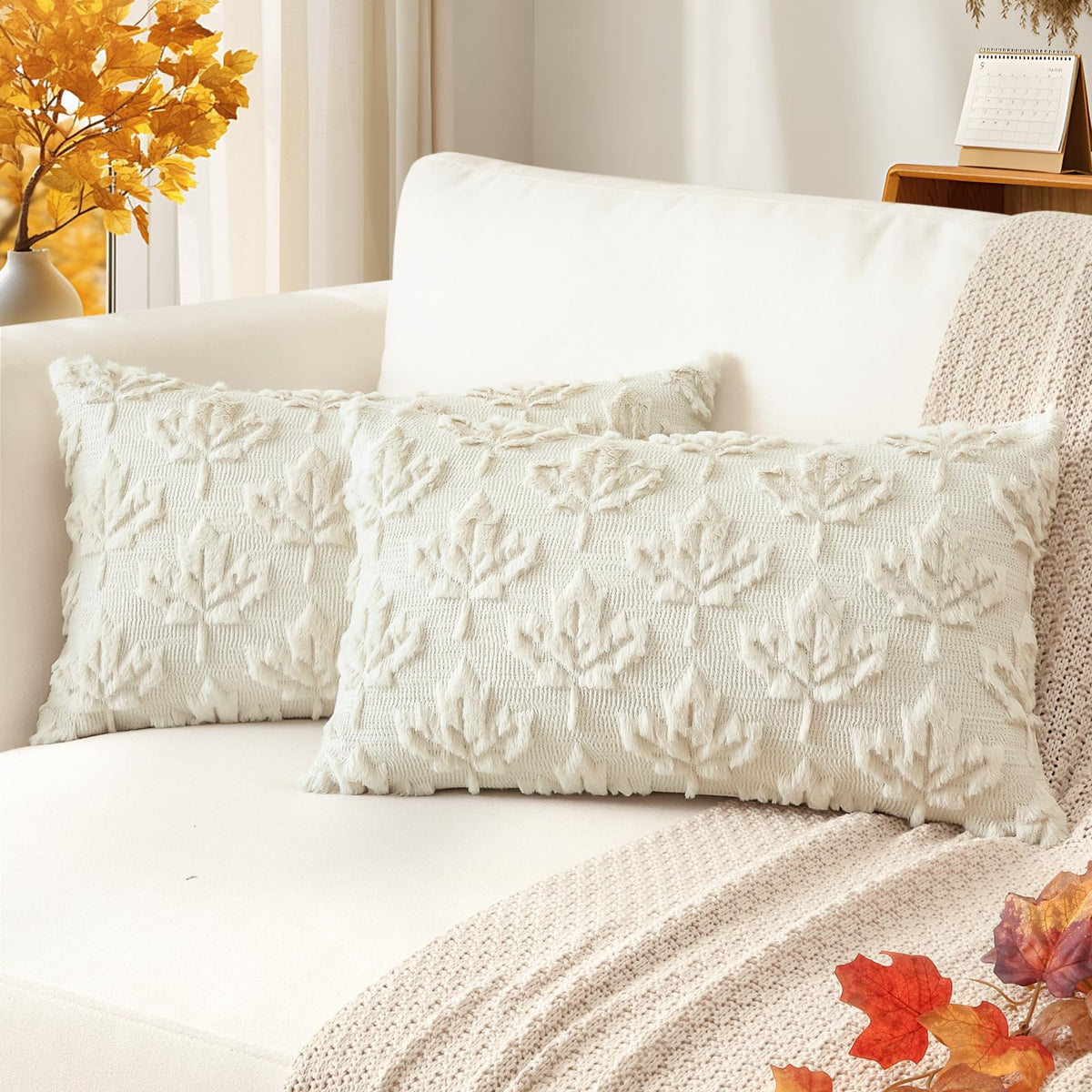 Artscope Fall Pillow Covers 18 x 18 Set of 2 Decorative Autumn Harvest Holiday Pumpkin Throw Pillow Cases Soft Plush Faux Fur Couch Cushion Case for Farmhouse Halloween Sofa Bed Room Home Decor-Rust