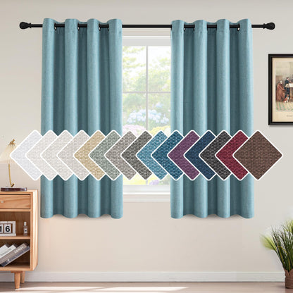 H.VERSAILTEX Linen Blackout Curtain 84 Inches Long for Bedroom/Living Room Thermal Insulated Grommet Linen Look Curtain Drapes Primitive Textured Burlap Effect Window Drapes 1 Panel - Heather Ivory