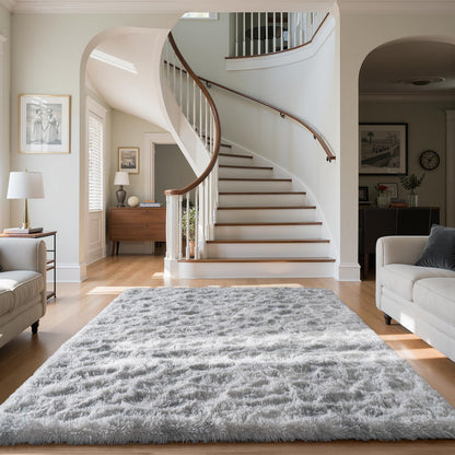 Zentavio 5x8 Area Rugs for Bedroom Fluffy Rugs for Living Room Carpet Large Fuzzy Soft Shag Aesthetic Plush High Pile Gray Throw Rug for Nursery Kids Room Dorm Waved Grey