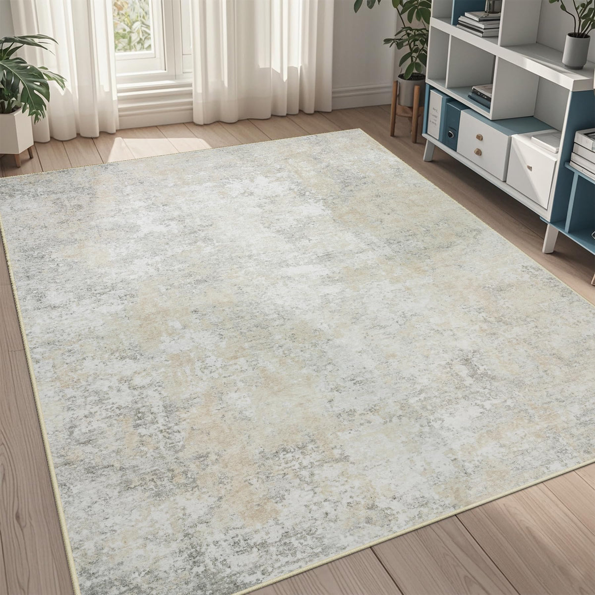 8x10 Area Rugs for Living Room Washable Bedroom Dining Room Blue Grey