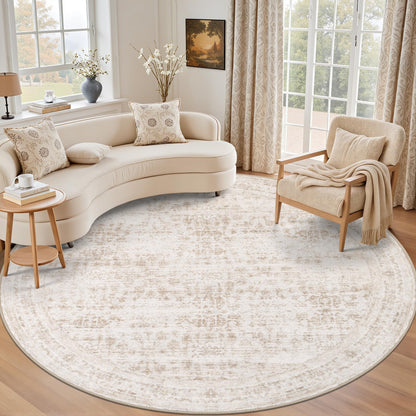 5x7 Area Rugs Living Room: Washable Vintage Rug for Bedroom Beige