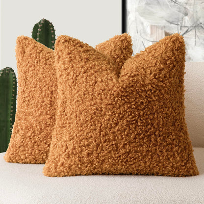 Foindtower Decorative Fuzzy Faux Fur Throw Pillow Covers 24x24 Inch Oatmeal