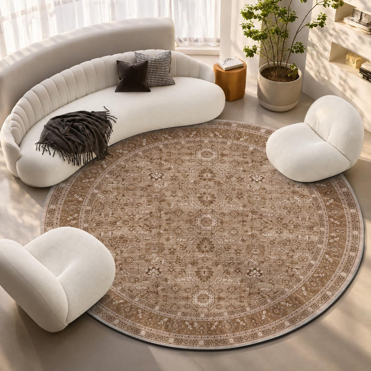 OPPODREAM Vintage Blue Area Rugs 5x7, Washable Rug for Living Room