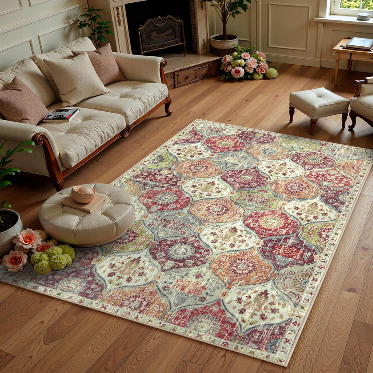 Lahome Moroccan Kitchen Rugs Non Slip Washable, 2x4 Rugs for Entryway