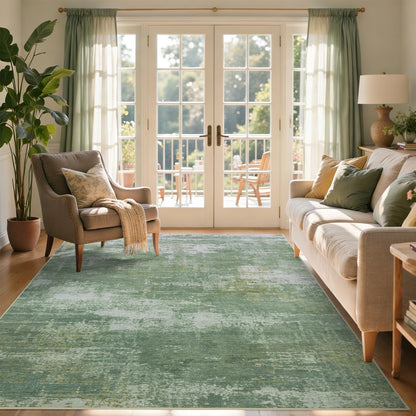 6x9 Ft Abstract Washable Area Rugs for Living Room Blue