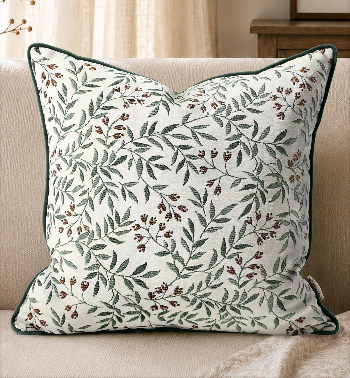 Chenille Throw Pillow Cover, 18x18 Inch, Fall Floral