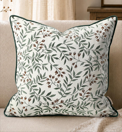 Chenille Throw Pillow Cover, 18x18 Inch, Fall Floral