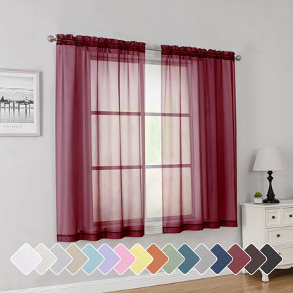 Simplebrand Black Sheer Curtains 84 Inches Long 2 Panels for Living Room