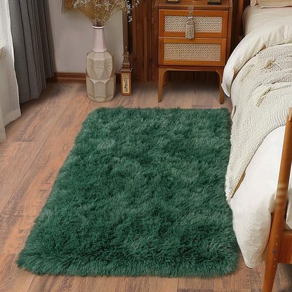 Ultra Soft Runner Rugs for Bedroom Hallways with Upgraded Non-Slip Rubber Backing & Thick Memory Sponge, 2x6 Feet Fluffy Shag Throw Area Rug for Bedside Dorm Dark Grey