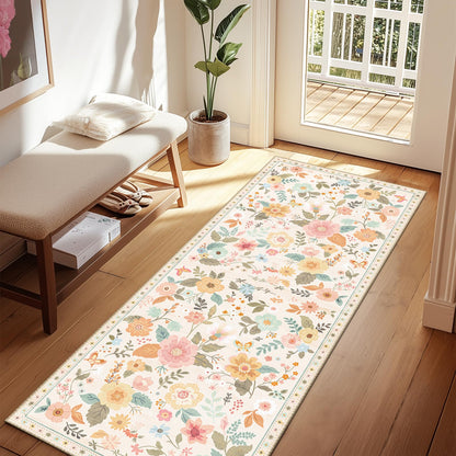 RELEANY Floral Washable 5x7 Area Rugs Pink