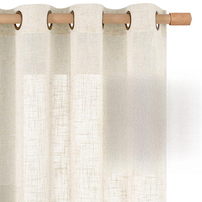 LAMIT Cream Ivory Linen Semi Sheer Curtains 84 inch Length for Bedroom