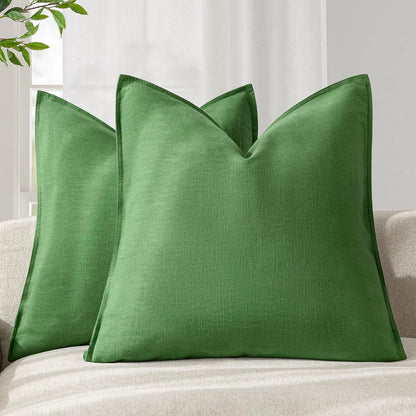 Foindtower Linen Solid Decorative Throw Pillow Covers 20x20 Natural Beige