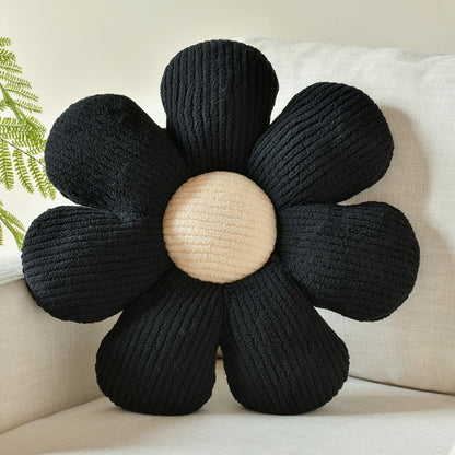Flower Shaped Pillow, Daisy Decorative Throw Seat Cushion, 14.9" Ivory