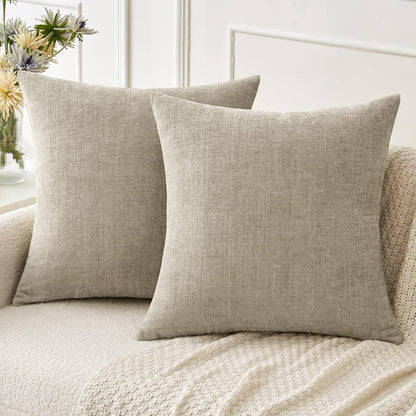 MIULEE Soft Chenille Throw Pillow Covers Sage Green 18x18 Inch Pack of 2